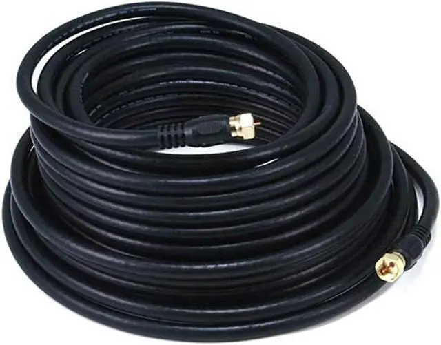Alt view image 9 of 11 - Monoprice 50ft RG6 (18AWG) 75Ohm, Quad Shield, CL2 Coaxial Cable with F Type Connector - Black