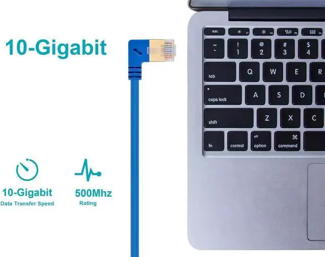 Alt view image 7 of 8 - Monoprice SlimRun Cat6A Ethernet Network Cable/Cord - Blue - 1ft | 90 Degree Angled, 36AWG, S/STP