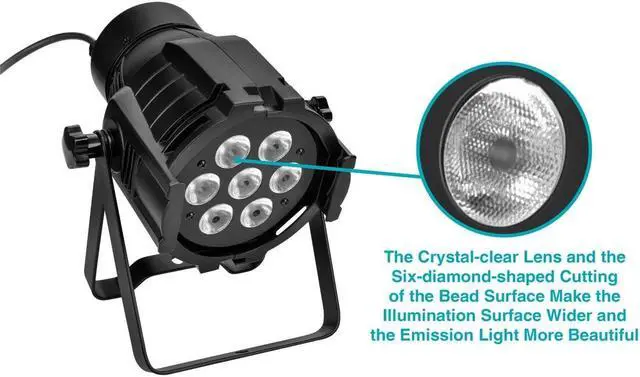 Alt view image 12 of 14 - Monoprice PAR-575 Stage Light (RGBW) | Bright,  8 watt, x 7 LED, aluminum shell, built-in programs for dimming and strobe effect - Stage Right Series