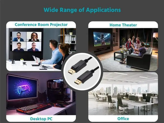 Alt view image 5 of 6 - Monoprice DisplayPort 1.2a Cable, 1.5 Feet (10-Pack) up to 4K (3840x2160p) 3D Video, High Bit Rate 2 (HBR2) - Select Series
