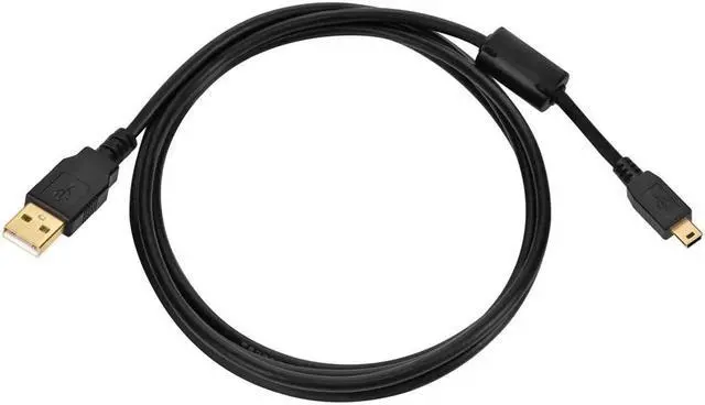 Alt view image 5 of 10 - Monoprice USB 2.0 Cable - 6 Feet - Black | A Male to Mini-B 5pin Male 28/24AWG Cable with Ferrite Core
