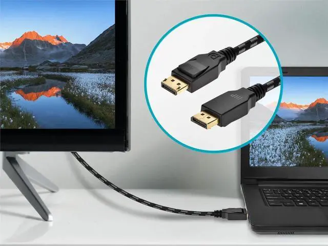 Alt view image 5 of 6 - Monoprice Braided DisplayPort 1.4 Cable - 3 Feet - Gray, 8K Capable For Graphic Design, TV Walls and PC Gaming