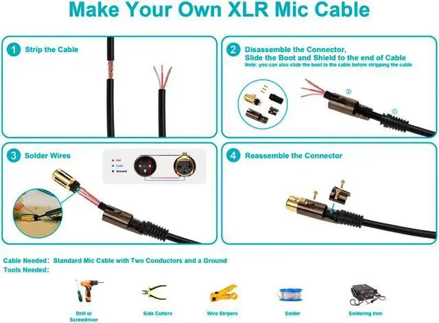 Alt view image 7 of 7 - Monoprice 3 Pin XLR Female Mic Connector Gold Plated Pins - Black With Strain Relief Boot For Smooth, Corrosion Free Connections.