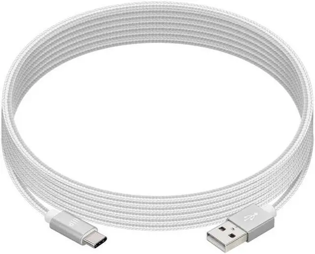 Alt view image 3 of 7 - Monoprice Nylon Braided USB C to USB A 2.0 Cable - 10 Feet - White | Type C, Fast Charging, Compatible With Samsung Galaxy S10/ Note 8, LG V20 and More - Palette Series
