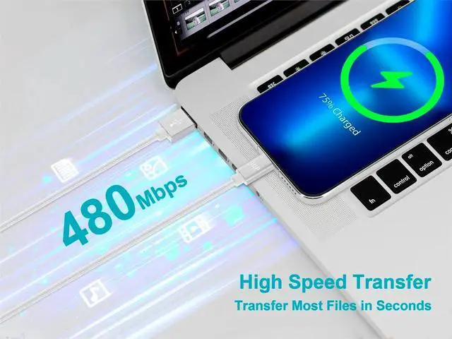 Alt view image 4 of 7 - Monoprice Nylon Braided USB C to USB A 2.0 Cable - 10 Feet - White | Type C, Fast Charging, Compatible With Samsung Galaxy S10/ Note 8, LG V20 and More - Palette Series