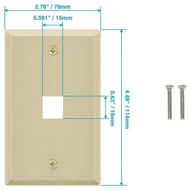 Alt view image 6 of 7 - Monoprice Ivory,  Wall Plate,  Plastic,  Number of Gangs 1,  Blank, Keystone