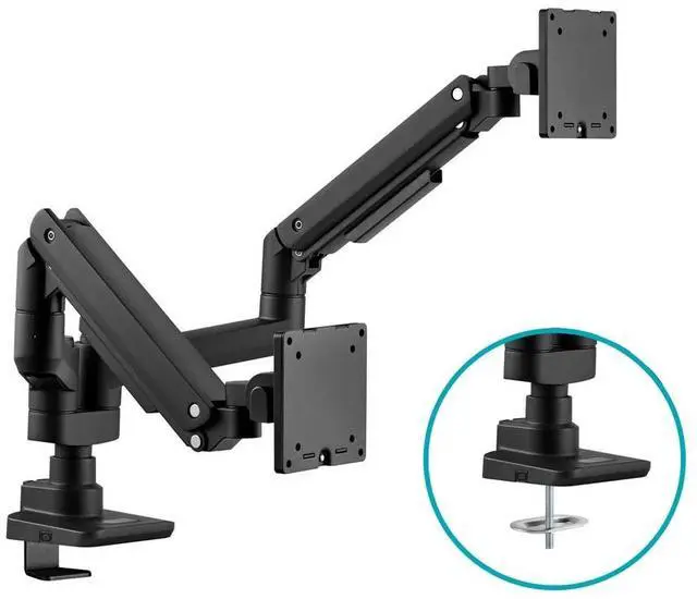 Alt view image 5 of 6 - Workstream by Monoprice Heavy Duty Dual Monitor Gas Spring Desk Mount - Up to 35in/44 lbs Ultrawide Screens, Detachable