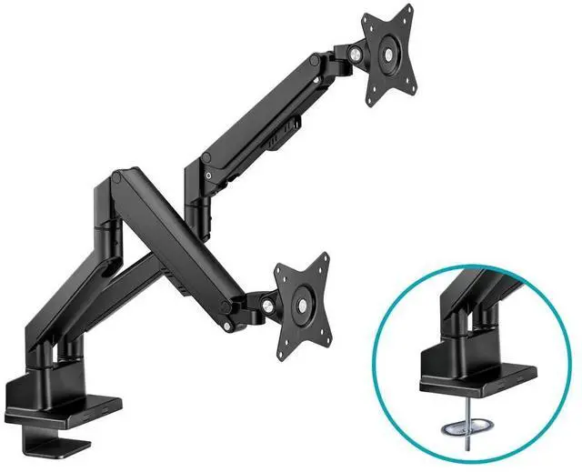 Alt view image 5 of 6 - Workstream by Monoprice Low Profile Dual Monitor Gas Spring Desk Mount - Up to 32in/19.8 lbs Screens, Detachable VESA 10