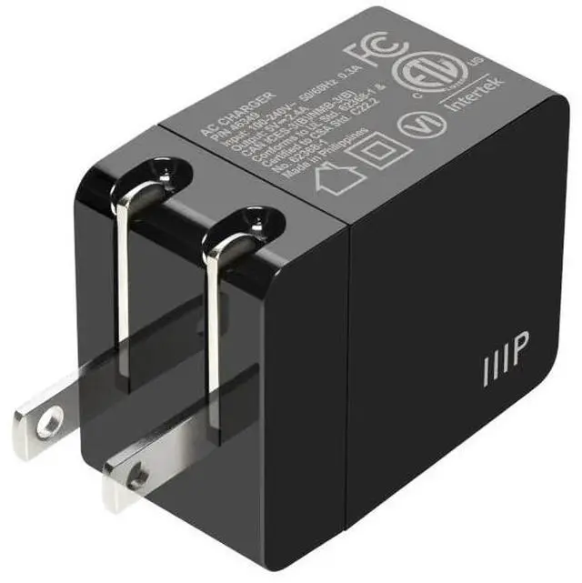 Alt view image 2 of 6 - Monoprice 12W USB-A Wall Charger - Black