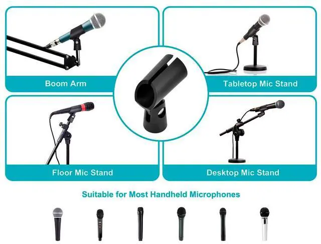 Alt view image 5 of 6 - Monoprice Microphone Clip (5-Pack) With a Threaded Screw Insert, Designed to Securely Hold Handheld Microphones - Stage Right Series