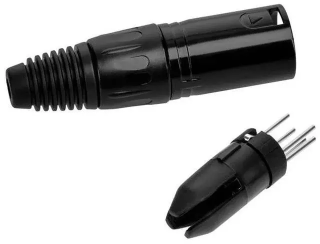 Alt view image 4 of 6 - Monoprice 5-Pin Male DMX Connector - Black | Anodized Aluminum With A Plastic Cap, Rubber Strain Relief Boot, And Three Solder Cup Connectors