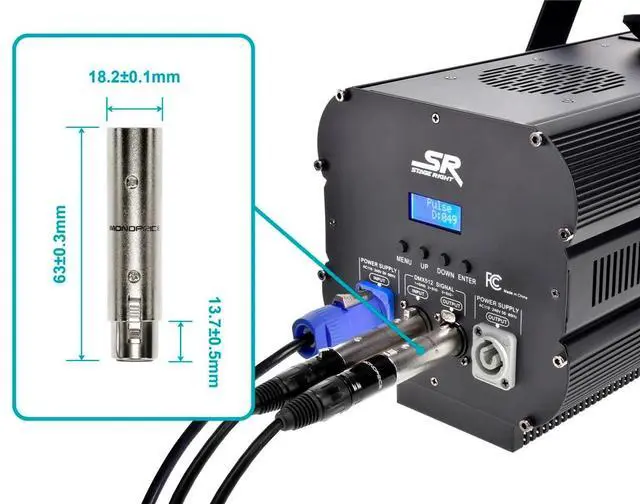 Alt view image 6 of 6 - Monoprice 5-Pin Male to 3-Pin Female DMX Converter - Silver | Anodized Aluminum Adapter With Lock Release Button