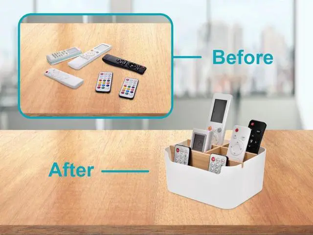 Alt view image 3 of 5 - Remote Control Holder with 5 Divided Compartments, Desk Accessories Storage, Desktop Organizer Container For Remote Cont