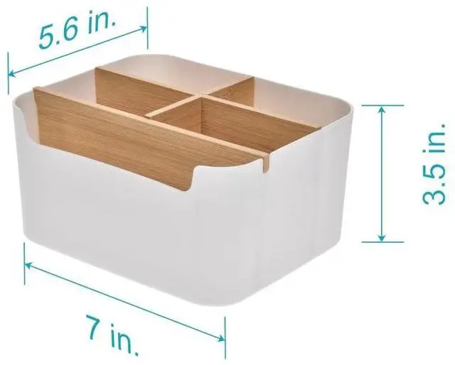 Alt view image 4 of 5 - Remote Control Holder with 5 Divided Compartments, Desk Accessories Storage, Desktop Organizer Container For Remote Cont