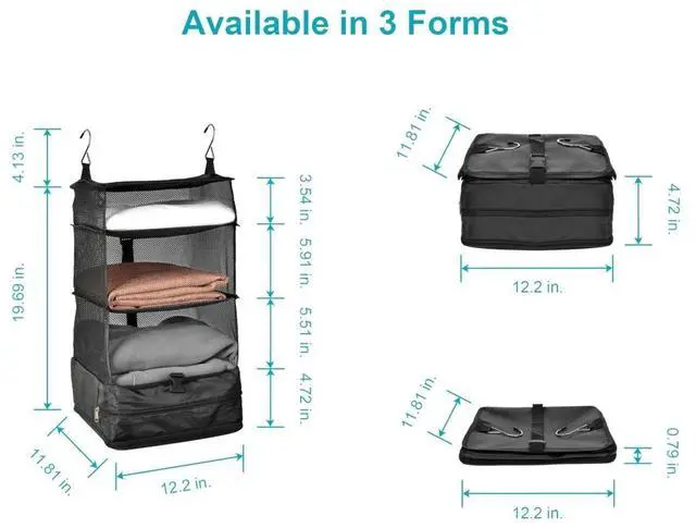 Alt view image 4 of 6 - 4-Tier Travel Hanging Organizer, Compression Packing Cubes, Luggage Bag Suitcase Shelves, for Travel and Cruise