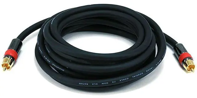 Alt view image 8 of 10 - Monoprice 12ft High-quality Coaxial Audio/Video RCA CL2 Rated Cable - RG6/U 75ohm (for S/PDIF, Digital Coax, Subwoofer,