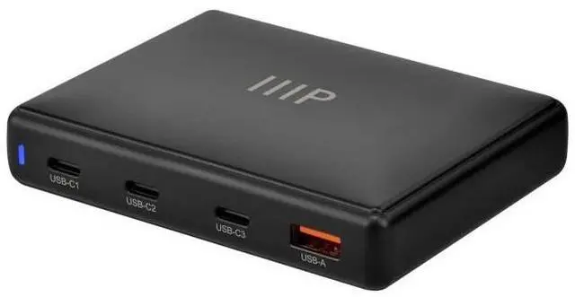 Main image of Monoprice 4-Port Desktop Charger - 100W GaN Charger, 3x USB-C, 1x USB-A