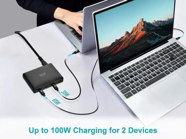 Alt view image 3 of 6 - Monoprice 4-Port Desktop Charger - 100W GaN Charger, 3x USB-C, 1x USB-A