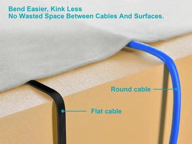 Alt view image 6 of 7 - Monoprice Flat Cat6 Ethernet Patch Cable - 0.5 Feet - Black, Snagless RJ45, Flat, 550MHz, UTP, Pure Bare Copper Wire, 30AWG - Flexboot Series