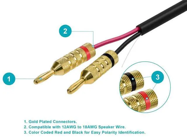 Alt view image 6 of 9 - Monoprice 10 PAIRS Of High-Quality Gold Plated Speaker Banana Plugs, Closed Screw Type