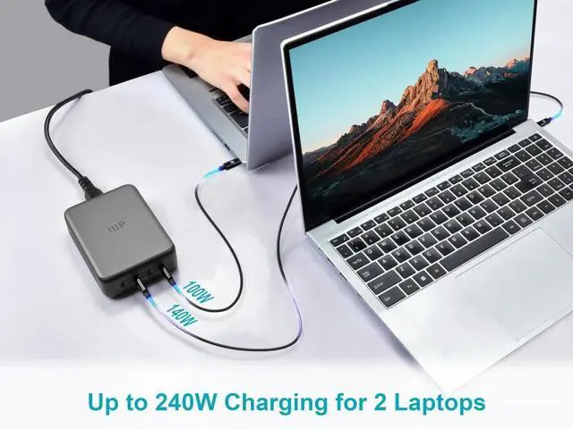 Alt view image 3 of 6 - Monoprice 4-Port 240W GaN Charger with USB-C and AC Conversion: For Laptops, Tablets, and Phones