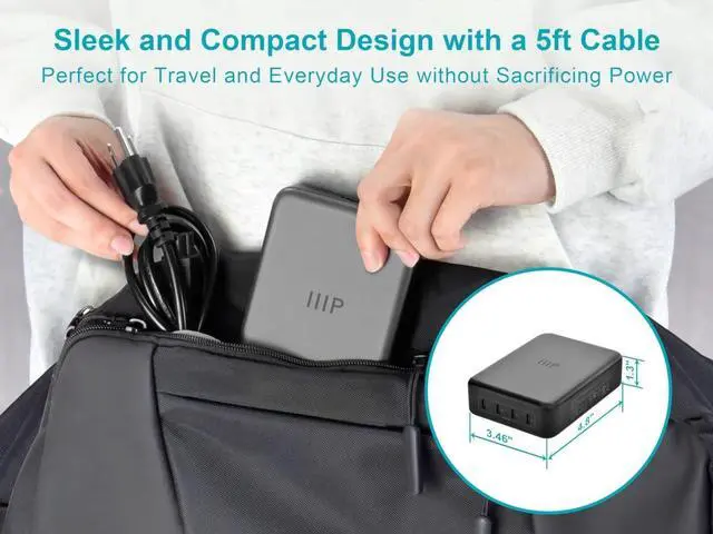 Alt view image 6 of 6 - Monoprice 4-Port 240W GaN Charger with USB-C and AC Conversion: For Laptops, Tablets, and Phones
