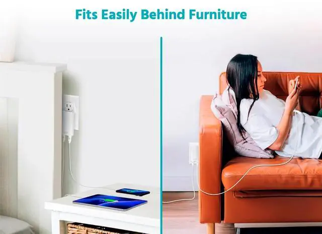 Alt view image 5 of 6 - Monoprice 65W Dual-Port USB-C PD3.0 Flat Wall Charger