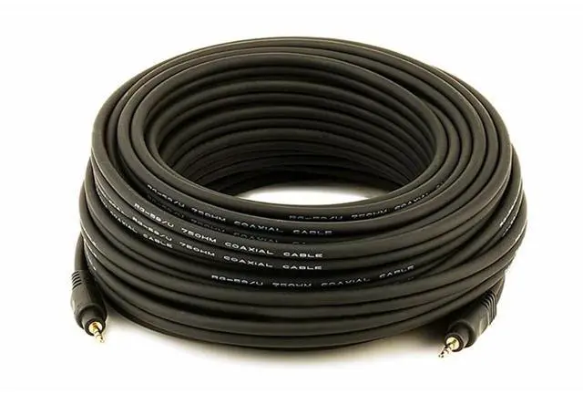 Alt view image 9 of 11 - Monoprice 50ft Premium 3.5mm Stereo Male to 3.5mm Stereo Male 22AWG Cable (Gold Plated) - Black