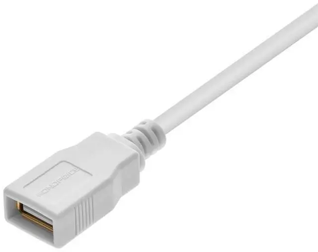 Alt view image 3 of 6 - Monoprice USB-A to USB-A Female 2.0 Extension Cable - 28/24AWG  Gold Plated  White  3ft