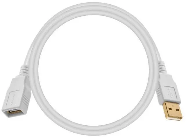 Alt view image 4 of 6 - Monoprice USB-A to USB-A Female 2.0 Extension Cable - 28/24AWG  Gold Plated  White  3ft