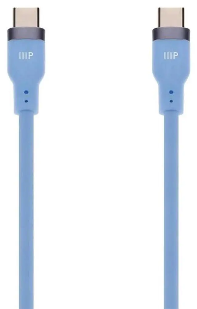 Alt view image 2 of 6 - Monoprice USB Gen 2 USB-C to USB-C Silicone Cable 3ft Blue