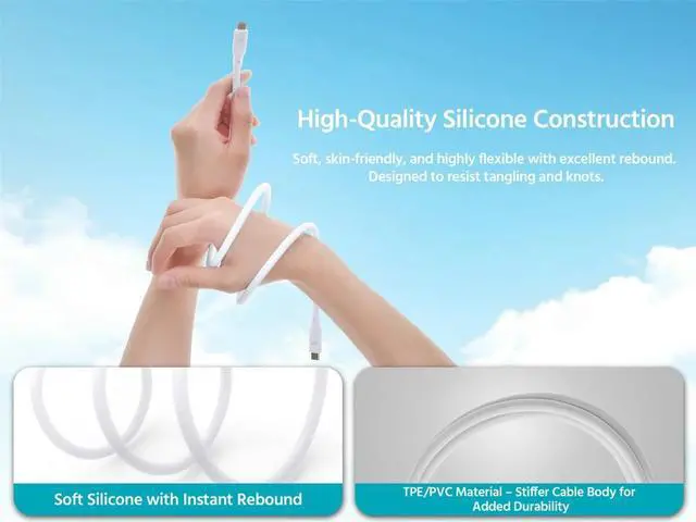 Alt view image 4 of 6 - Monoprice USB4 Gen 2 Silicone Cable 6ft White