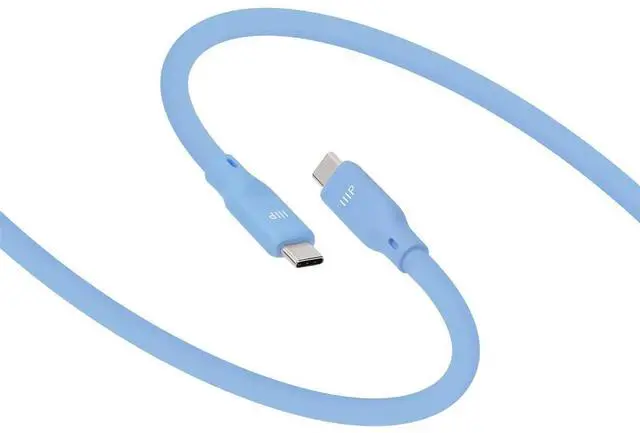 Alt view image 3 of 6 - Monoprice USB4 Gen 2 Silicone Cable 6ft Blue