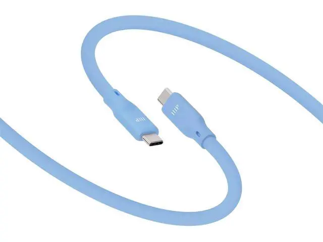 Alt view image 3 of 6 - Monoprice USB4 Gen 3 Silicone Cable 3ft Blue