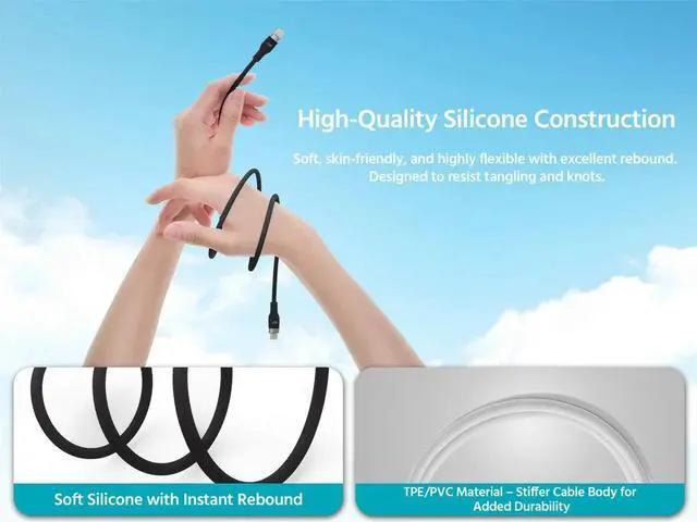 Alt view image 4 of 6 - Monoprice USB Gen 2 USB-C to USB-C Silicone Cable 10ft Black