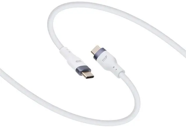 Alt view image 3 of 6 - Monoprice USB 2.0 USB-C to USB-C Silicone Cable 10ft White