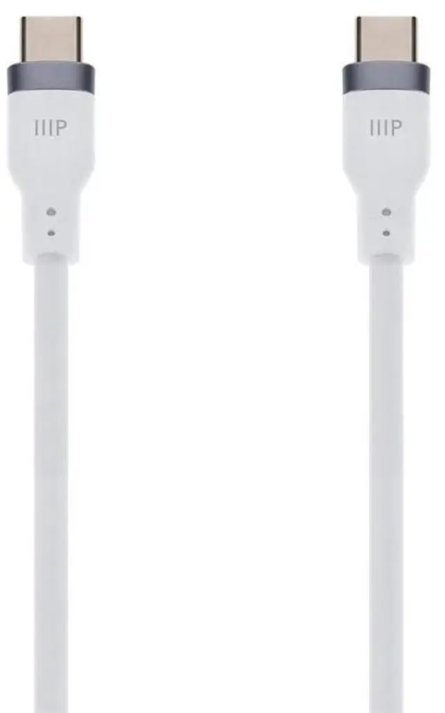 Alt view image 2 of 6 - Monoprice USB 2.0 USB-C to USB-C Silicone Cable 10ft White