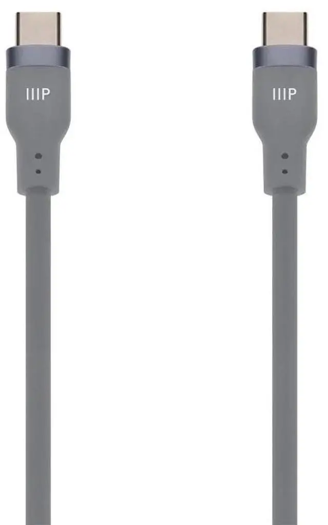 Alt view image 2 of 6 - Monoprice USB 2.0 USB-C to USB-C Silicone Cable 3ft Gray