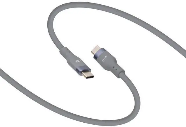 Alt view image 3 of 6 - Monoprice USB 2.0 USB-C to USB-C Silicone Cable 3ft Gray