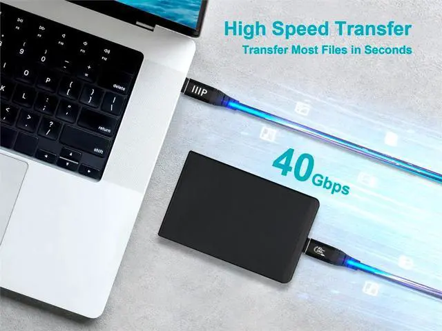 Alt view image 4 of 6 - Monoprice USB4 40Gbps Cable 240W EPR, 8K HDR, USB-IF Certified, Braided, Ultra High-Speed, 3ft, Black