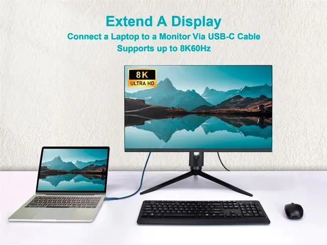 Alt view image 5 of 6 - Monoprice USB4 40Gbps Cable 240W EPR, 8K HDR, USB-IF Certified, Braided, Ultra High-Speed, 3ft, Navy