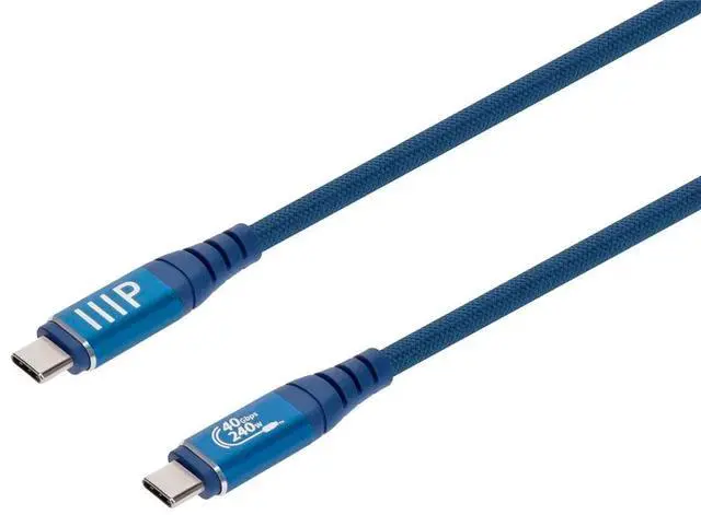 Main image of Monoprice USB4 40Gbps Cable 240W EPR, 8K HDR, USB-IF Certified, Braided, Ultra High-Speed, 1.5ft, Navy