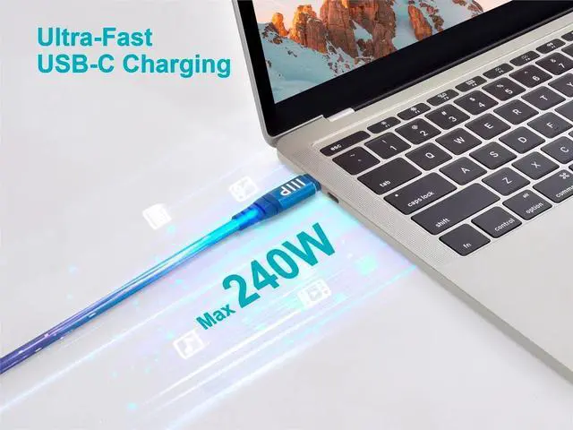 Alt view image 3 of 6 - Monoprice USB4 40Gbps Cable 240W EPR, 8K HDR, USB-IF Certified, Braided, Ultra High-Speed, 1.5ft, Navy