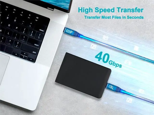 Alt view image 4 of 6 - Monoprice USB4 40Gbps Cable 240W EPR, 8K HDR, USB-IF Certified, Braided, Ultra High-Speed, 1.5ft, Navy