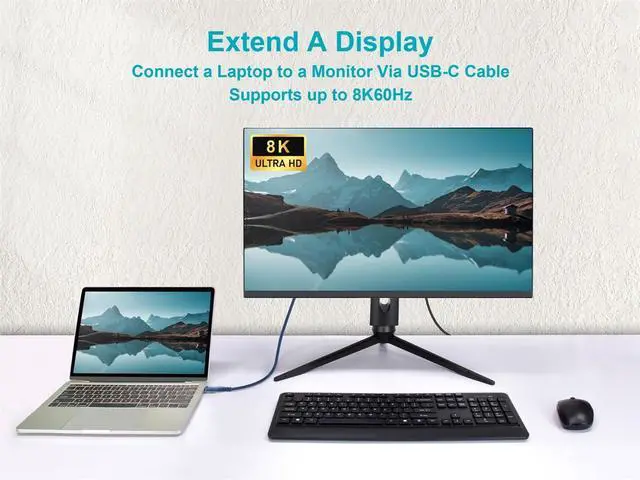 Alt view image 5 of 6 - Monoprice USB4 40Gbps Cable 240W EPR, 8K HDR, USB-IF Certified, Braided, Ultra High-Speed, 1.5ft, Navy