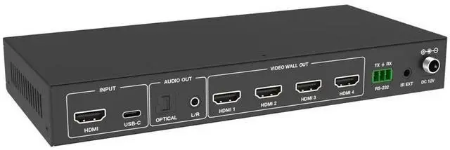 Alt view image 2 of 6 - Monoprice 4K60 2X2 Video Wall Controller with HDMI, Plus IR Control and RS232 Support