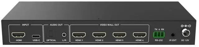 Alt view image 3 of 6 - Monoprice 4K60 2X2 Video Wall Controller with HDMI, Plus IR Control and RS232 Support