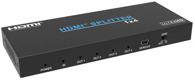 Main image of 4K60 1x4 Video Splitter with HDMI, supports HDR, HDCP 2.2 and YCbCr 4:4:4