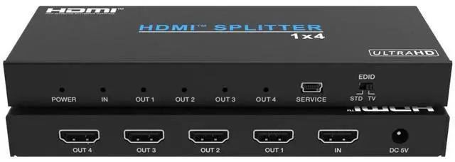 Alt view image 3 of 6 - 4K60 1x4 Video Splitter with HDMI, supports HDR, HDCP 2.2 and YCbCr 4:4:4