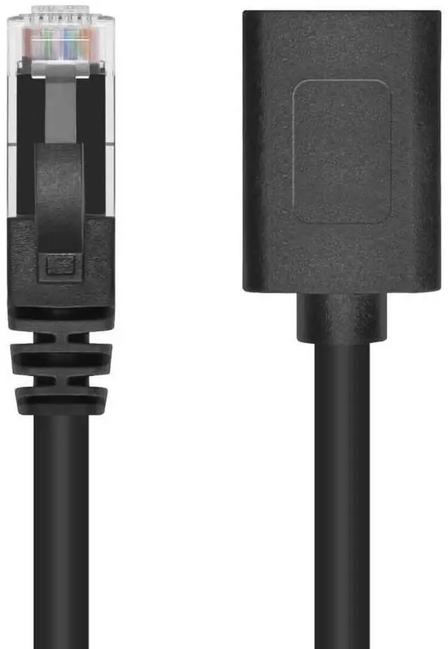 Alt view image 2 of 6 - Monoprice Cat6A 6ft Black U/UTP Ethernet Extension Cable RJ45 Male to Female (with PCB Jack 3), 24AWG, Stranded Ba